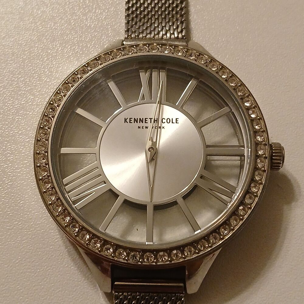 Kenneth Cole KC50184008 Crystal Accent Silver Tone Mesh Band Women's Watch